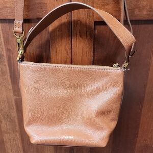 Fossil Light Brown Leather Crossbody Bag